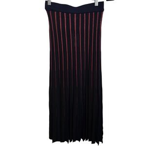 Marine Layer Penny Pleated Midi Skirt Multi Stripe Metallic Knit 14196 Sz XS NWT